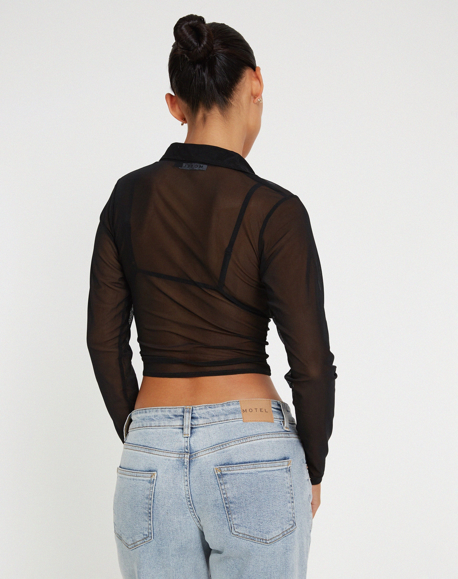 imagen de Kelly Cropped Shirt en Mesh Negro