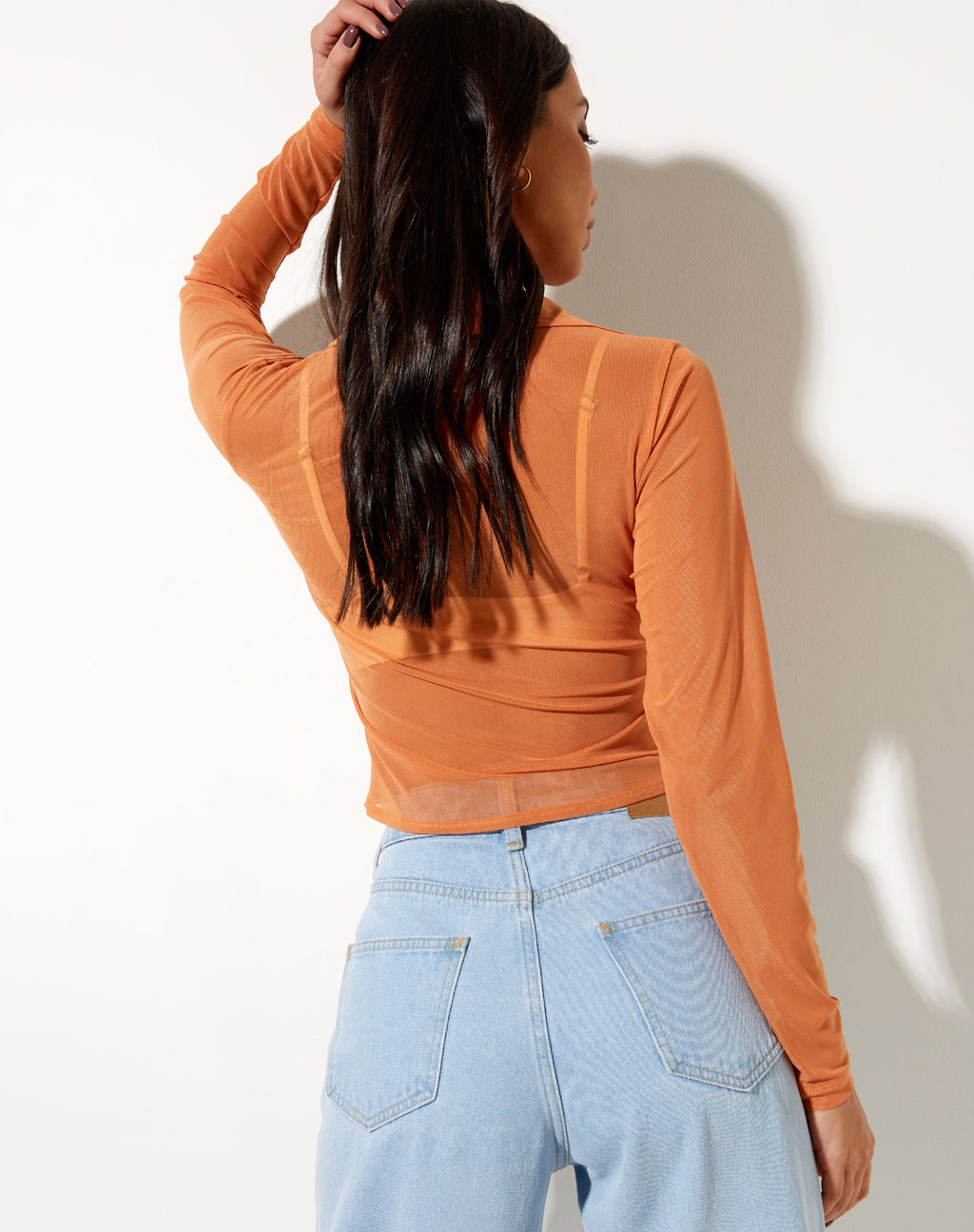 Camisa Kelly en malla naranja