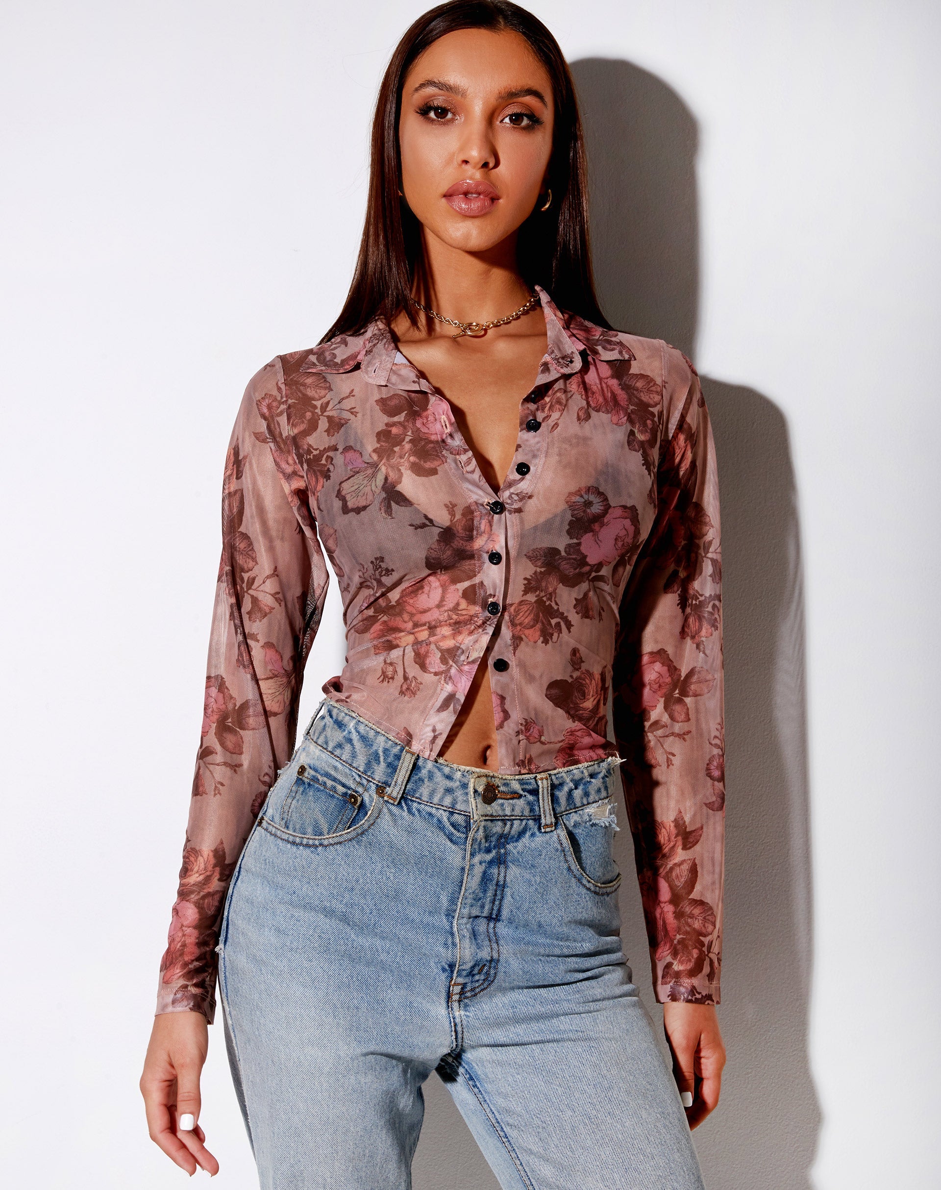 Imagen de la camisa Kelly en malla Peach Bloom