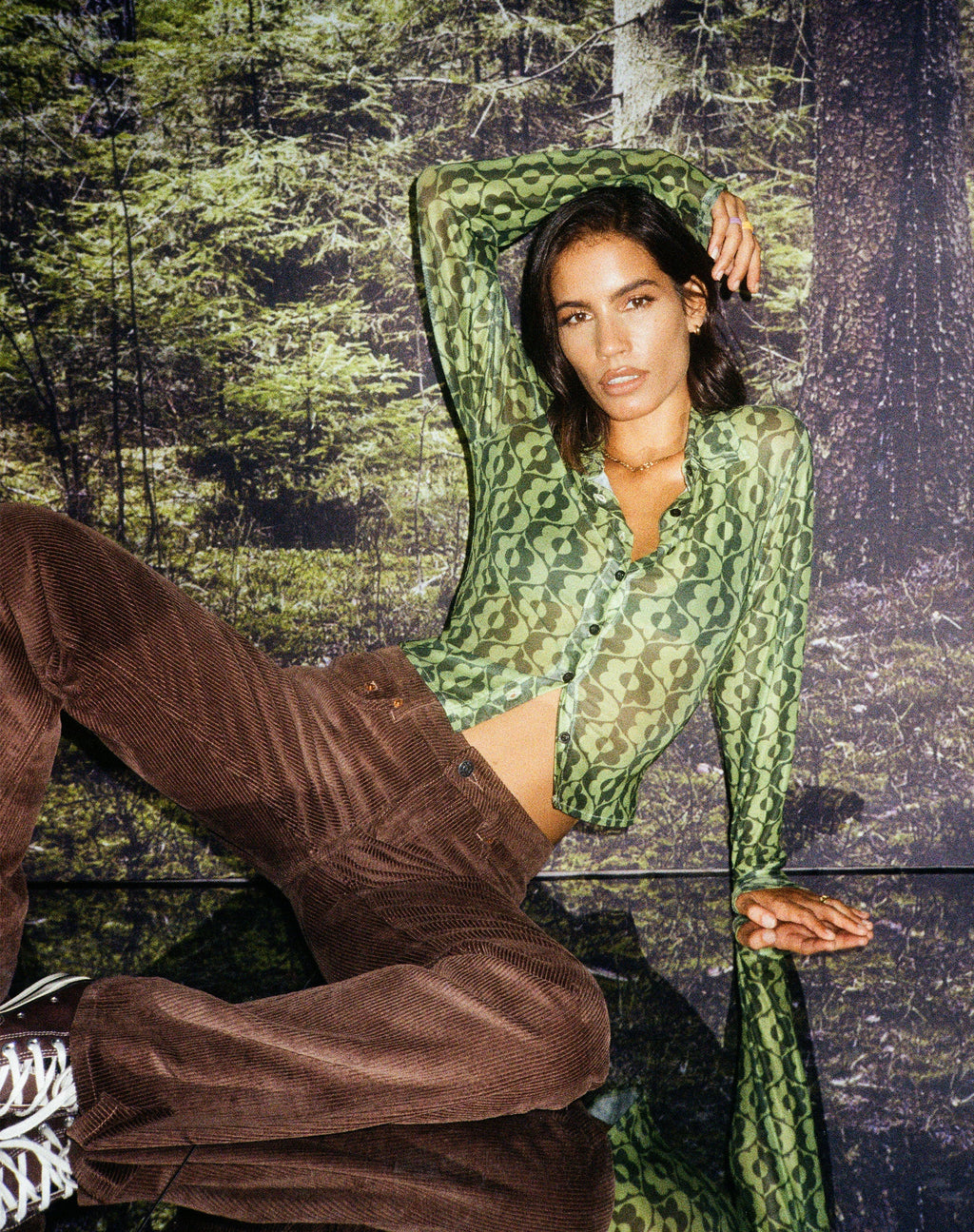 Camisa Kelly en verde margarita ondulado