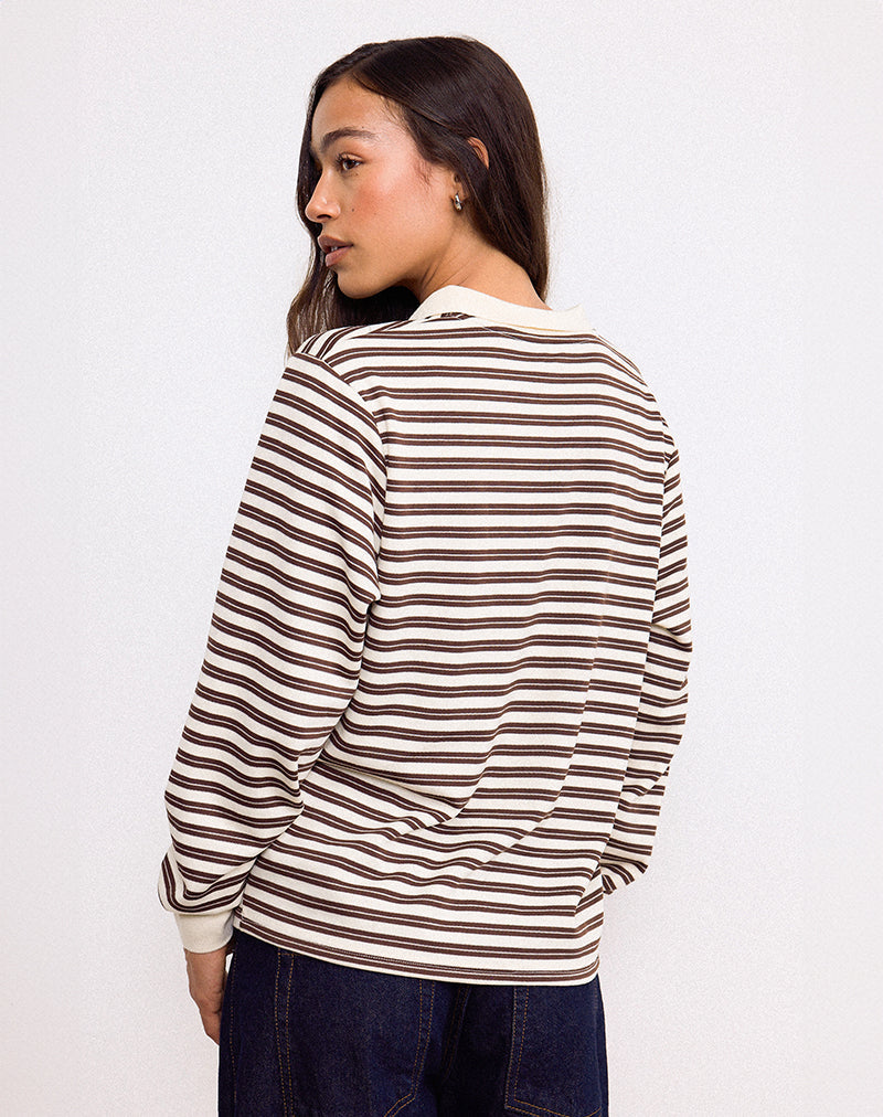 Imagen de Kemillau Baggy Shirt en marrón con rayas blancas