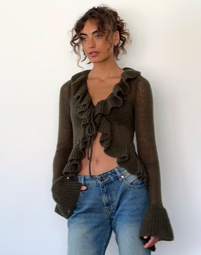 Imagen de Kendra Ruffle Cardi en Khaki