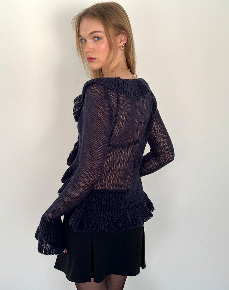 Imagen de Kendra Ruffle Cardi en Azul Marino