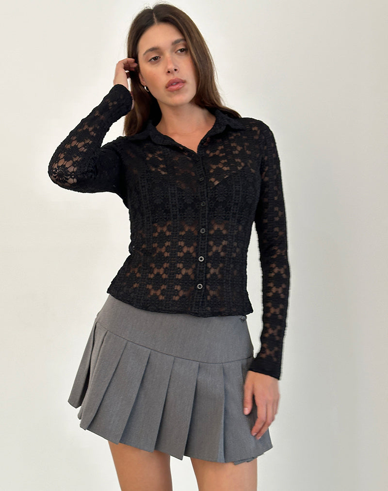 Imagen de la Camisa Kenila de Encaje Regal Negro