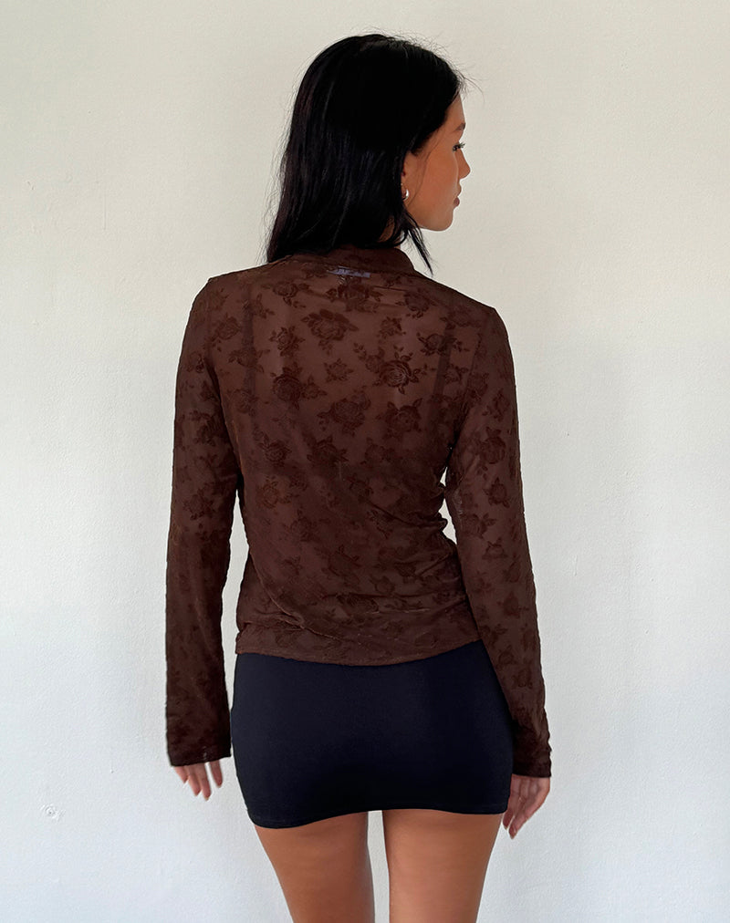 Imagen de Kenila Camisa Rosa Romántica en Flock Marrón