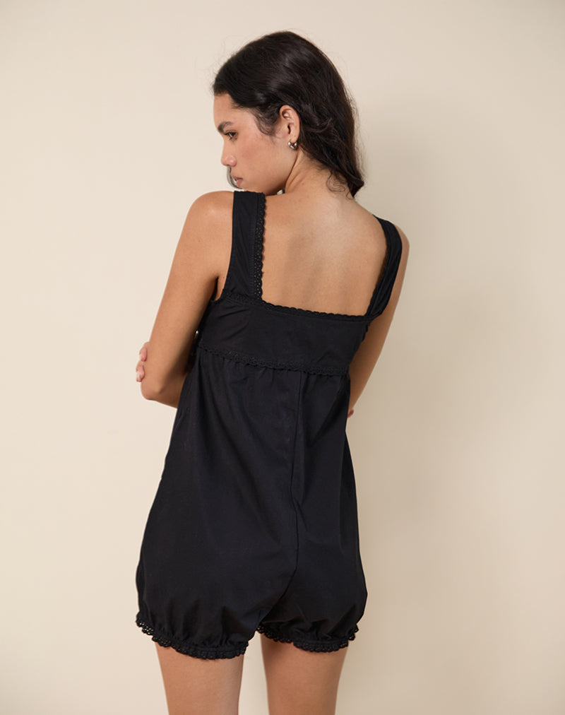 Imagen de Kenna Babydoll Playsuit in Poplin Black