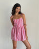 Imagen del minivestido Kesyani de rayas verticales rosas