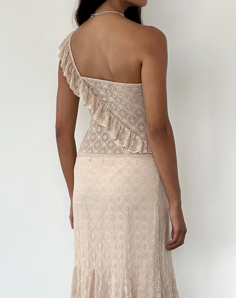 Imagen de Kezia Bandeau Frill Top en Encaje Nude Texturizado