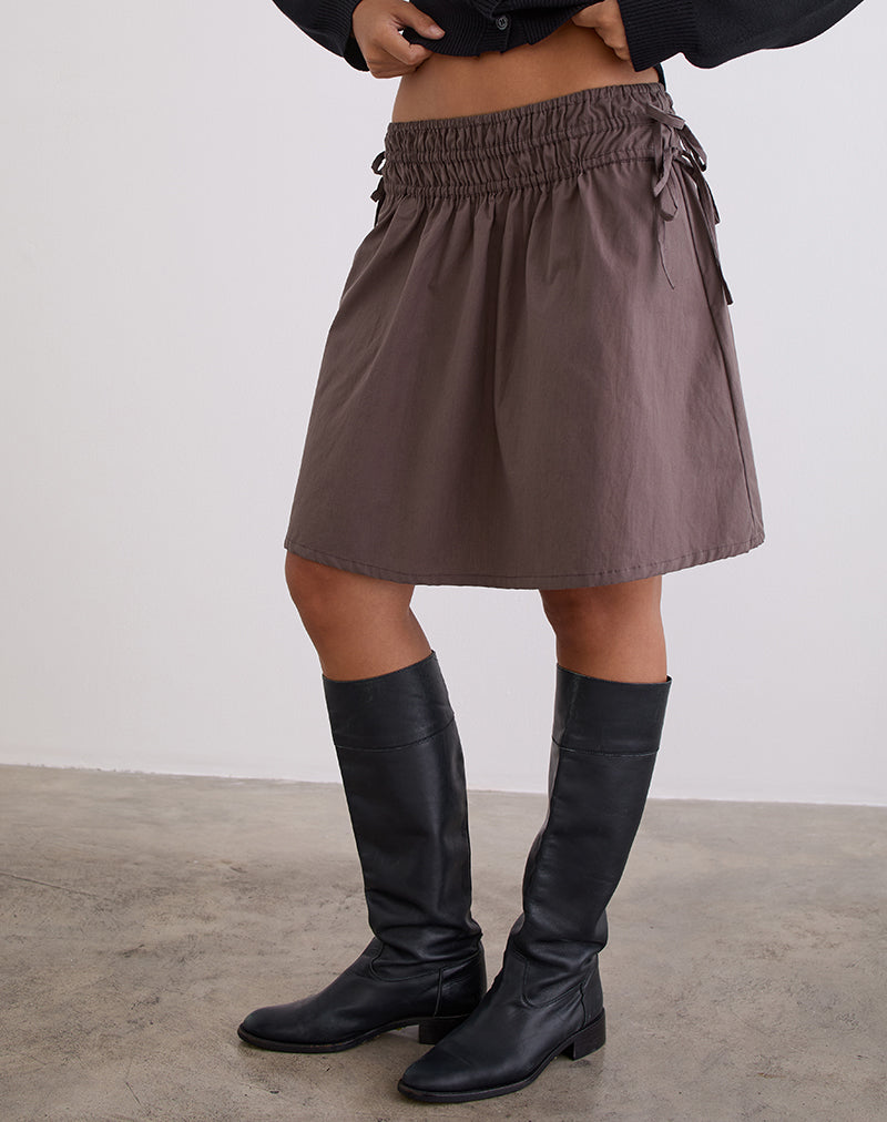 Falda midi fruncida Khimar en color pimienta