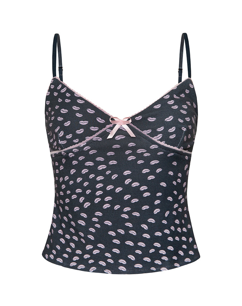 Imagen de Narumi Cami Top en Negro Micro Labios Rosa