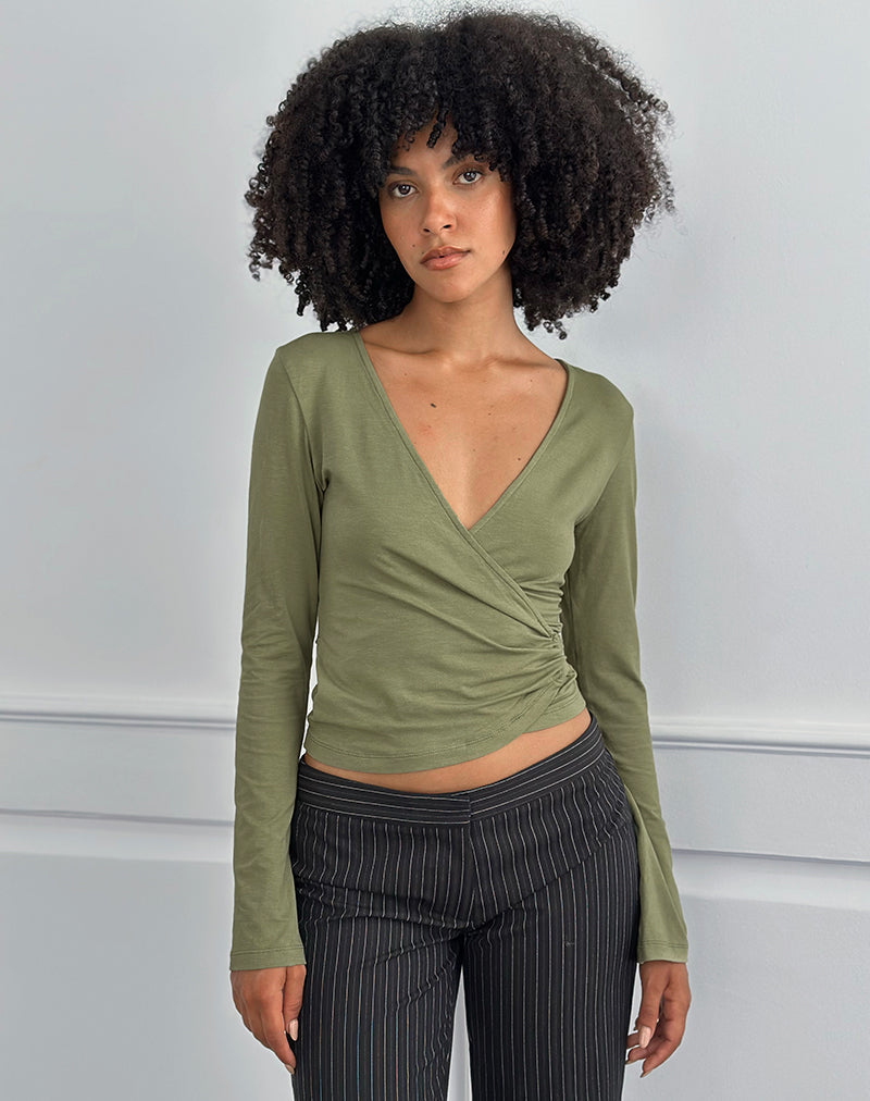 Top de manga larga Kien en verde oliva