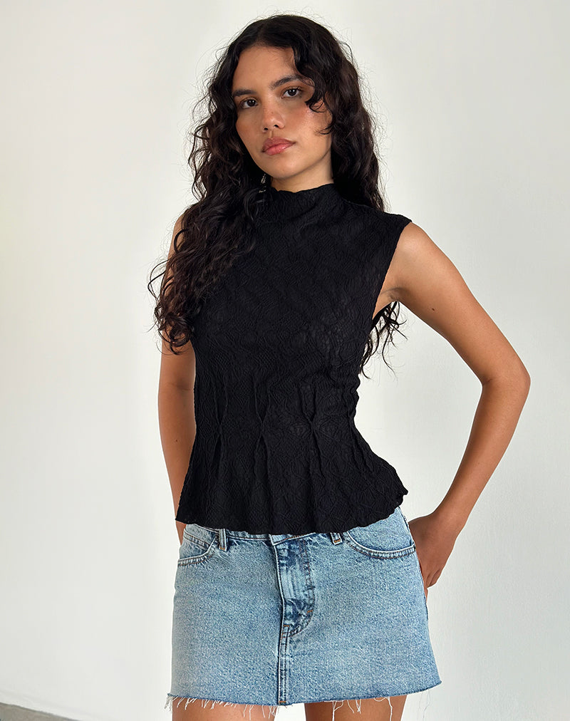 Top Kimbra en negro texturizado