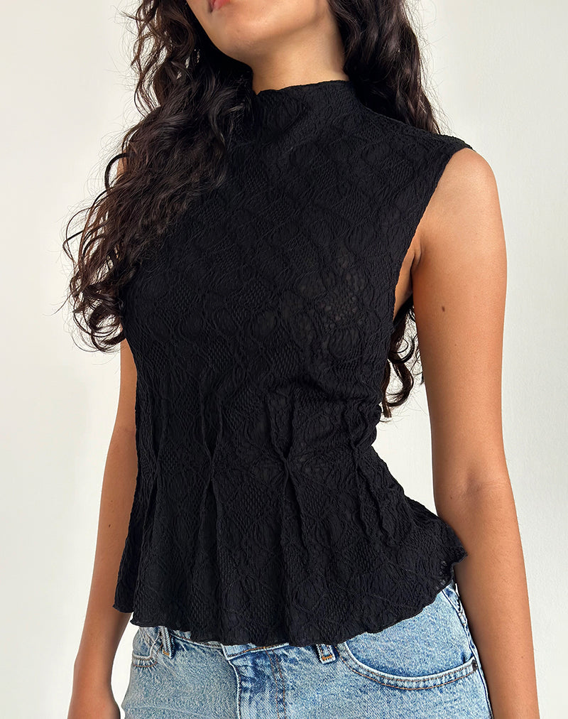 Top Kimbra en negro texturizado
