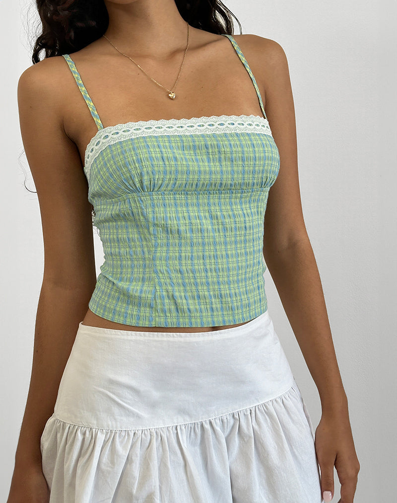 Cami Top Kinaya de cuadros azules y amarillos