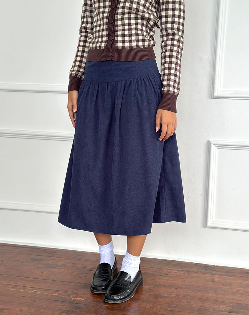 Kiranila Falda Midi en Cordón Bebé Azul Tinta