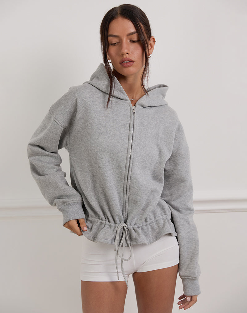Sudadera con capucha y cintura ceñida Kit en marga gris