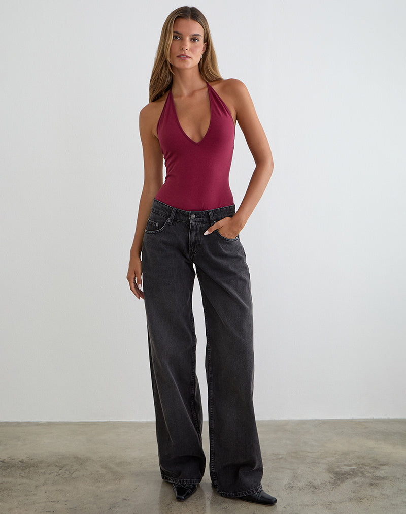 Imagen del body Kitty Deep Plunge en color burdeos