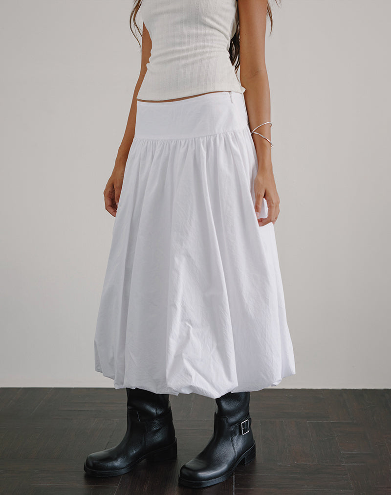 Kiyono Maxi Falda en Popelín Blanco