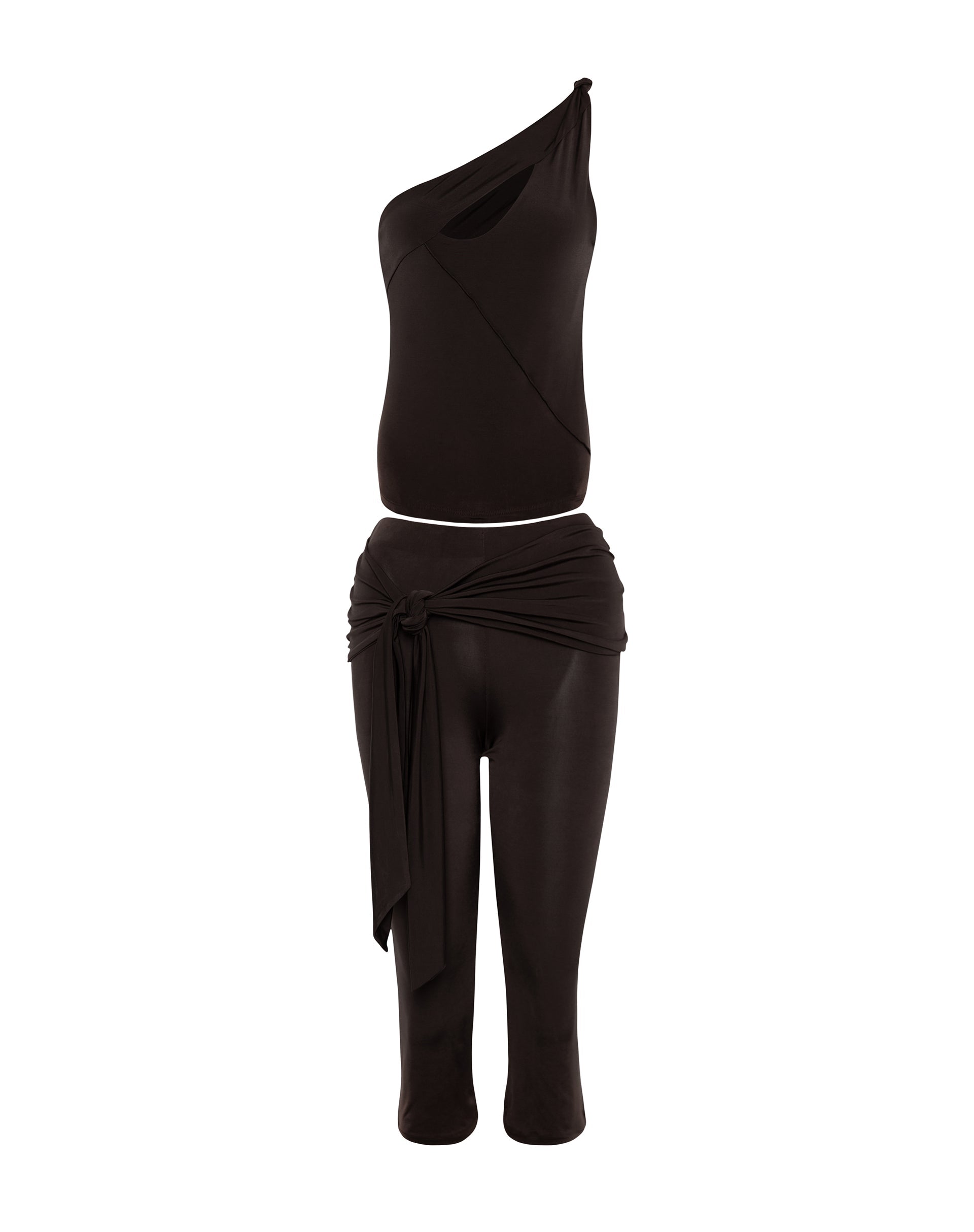 Imagen de Effy Pantalones capri con cintura envolvente en mocca