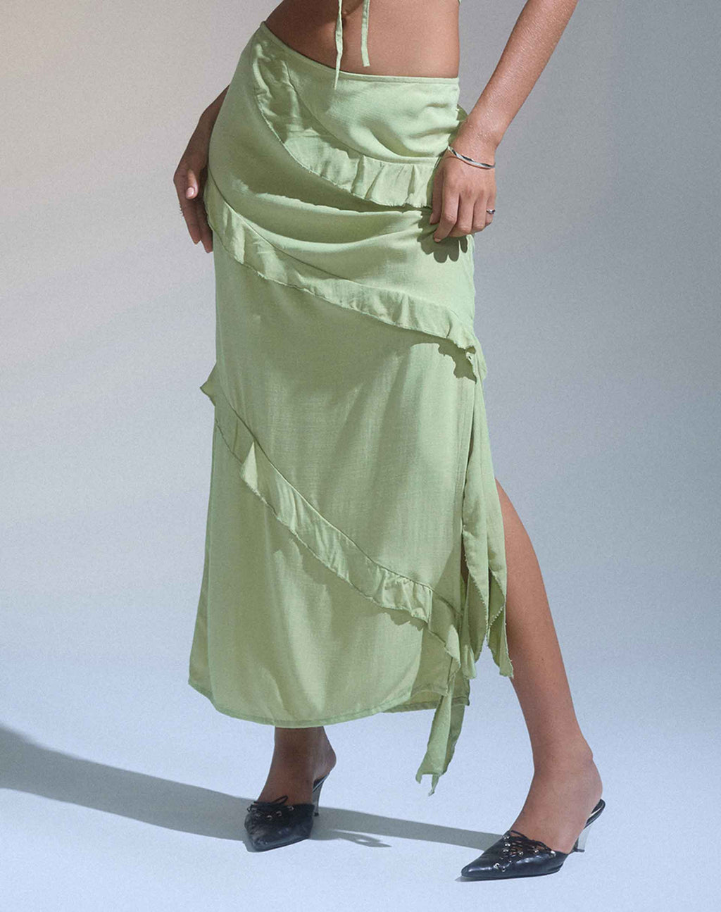 Falda Varena de vuelo bajo en Mint Sage