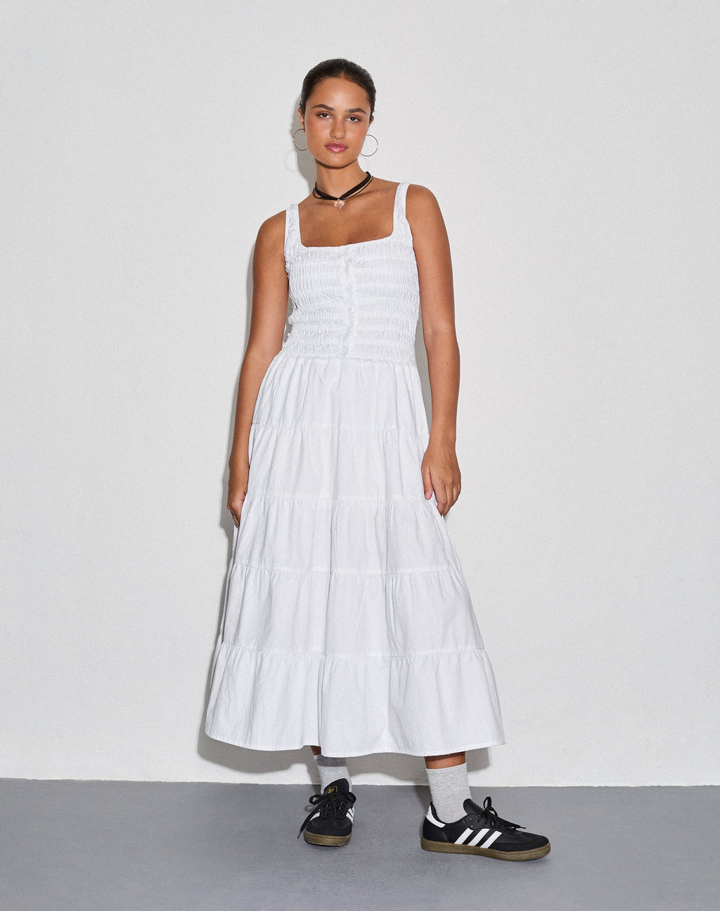 Maxivestido Koizumi en popelín blanco