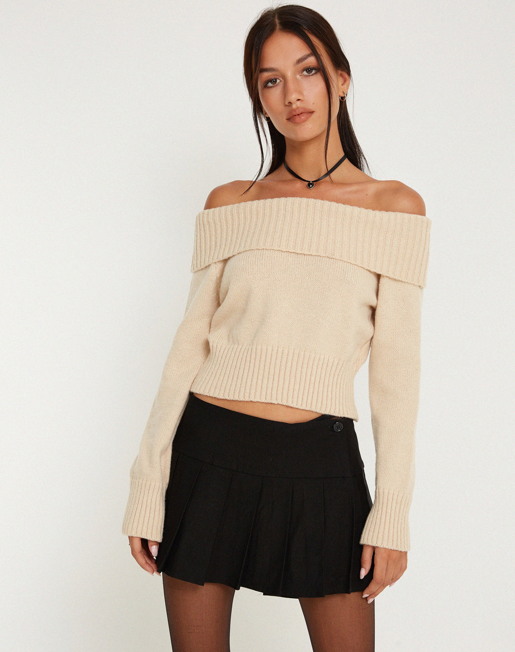 Top Koriya Bardot en Crema Abedul