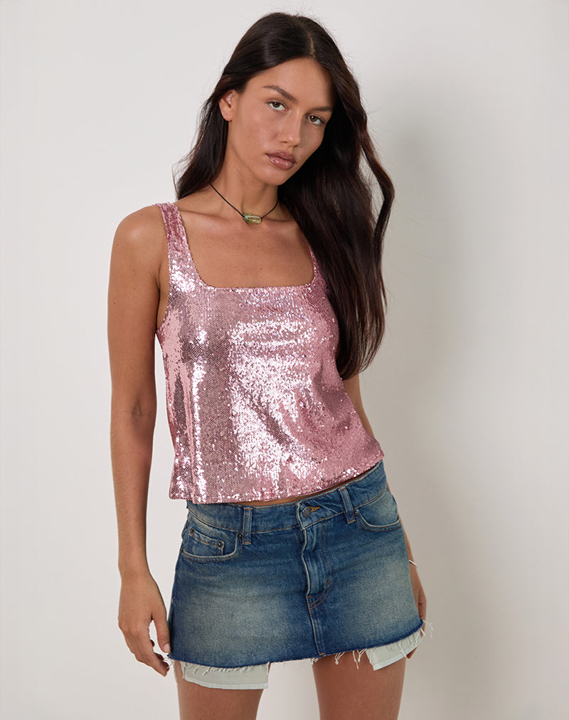 Cami Top Kosile Rosa Lentejuelas