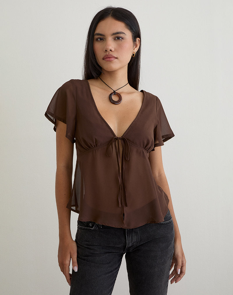 Blusa de gasa Kota en marrón