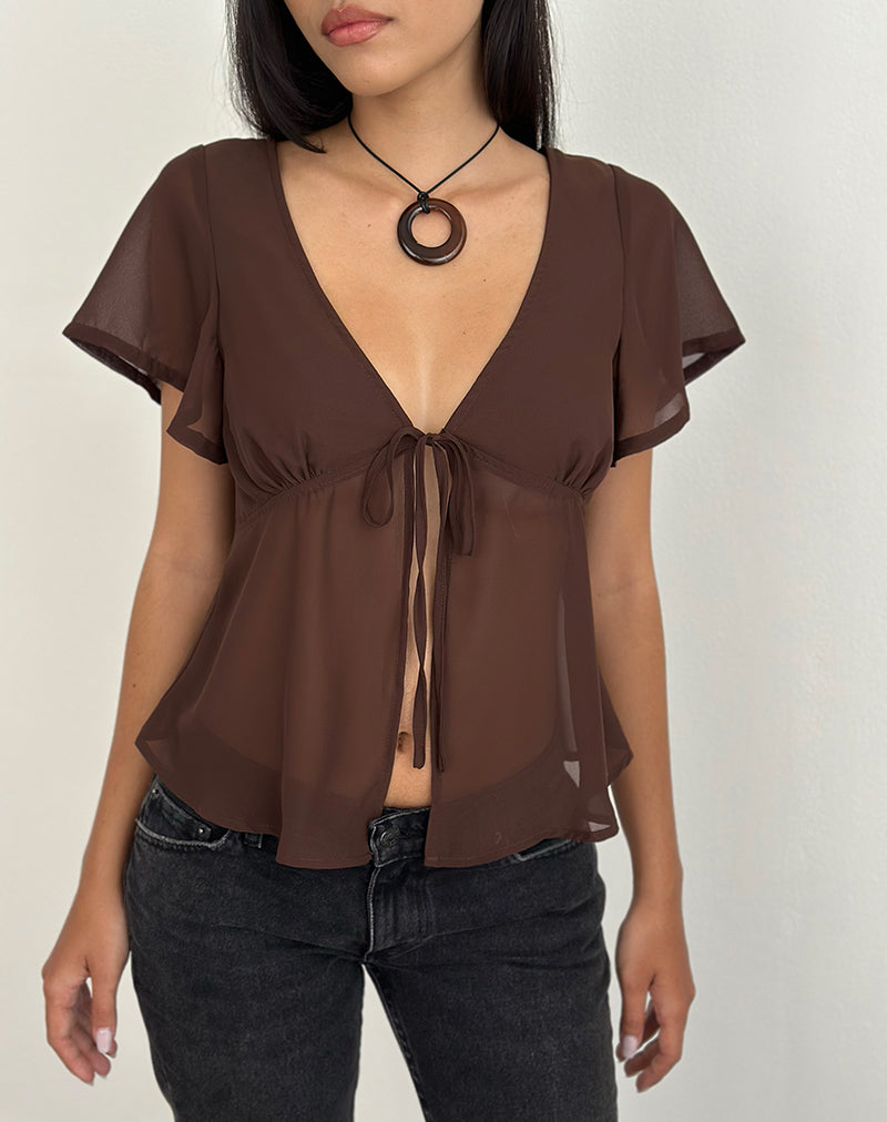Blusa de gasa Kota en marrón