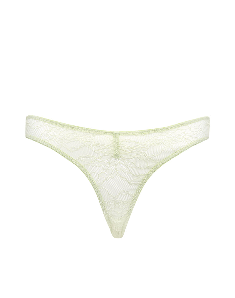 Imagen de la braguita brasileña Kukila de encaje verde pastel