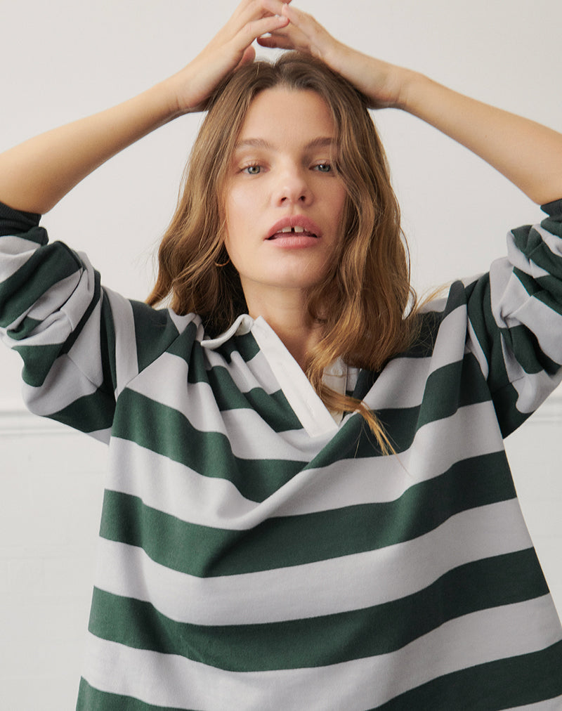 Camisa de rugby Kumara en verde, caqui y blanco