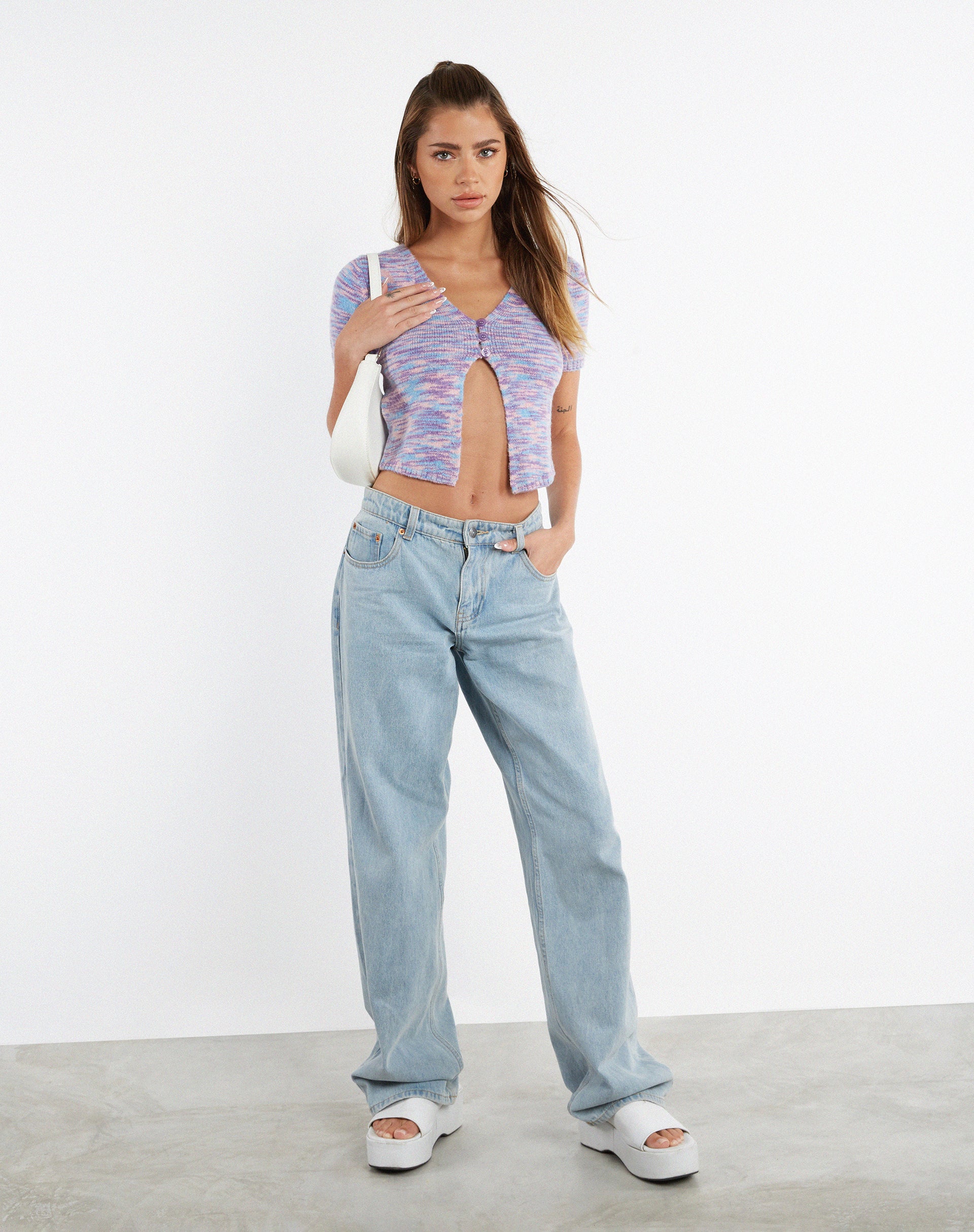 imagen de MOTEL X JACQUIE Kusha Crop Top en Punto Mix Space Dye Lila