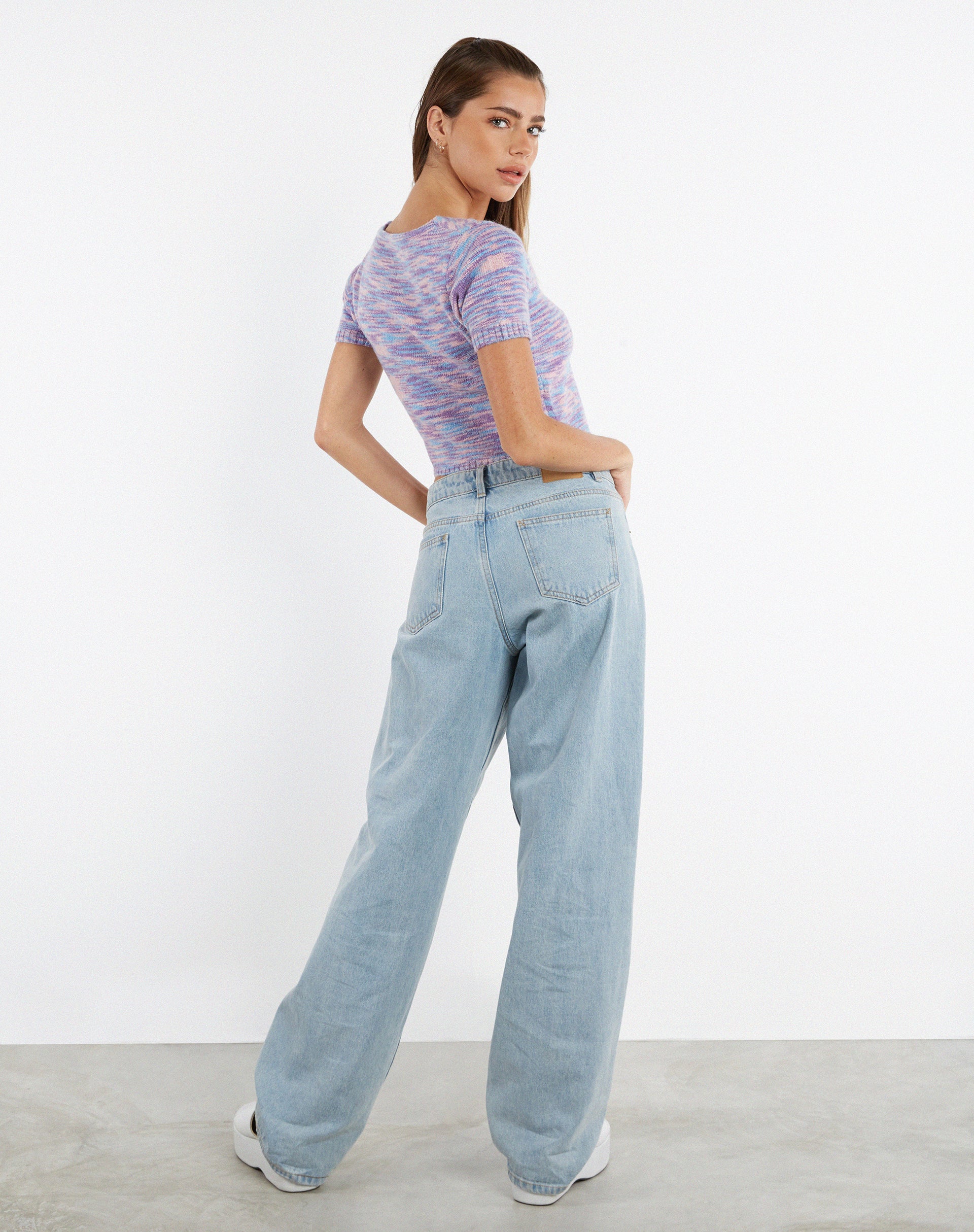 imagen de MOTEL X JACQUIE Kusha Crop Top en Punto Mix Space Dye Lila