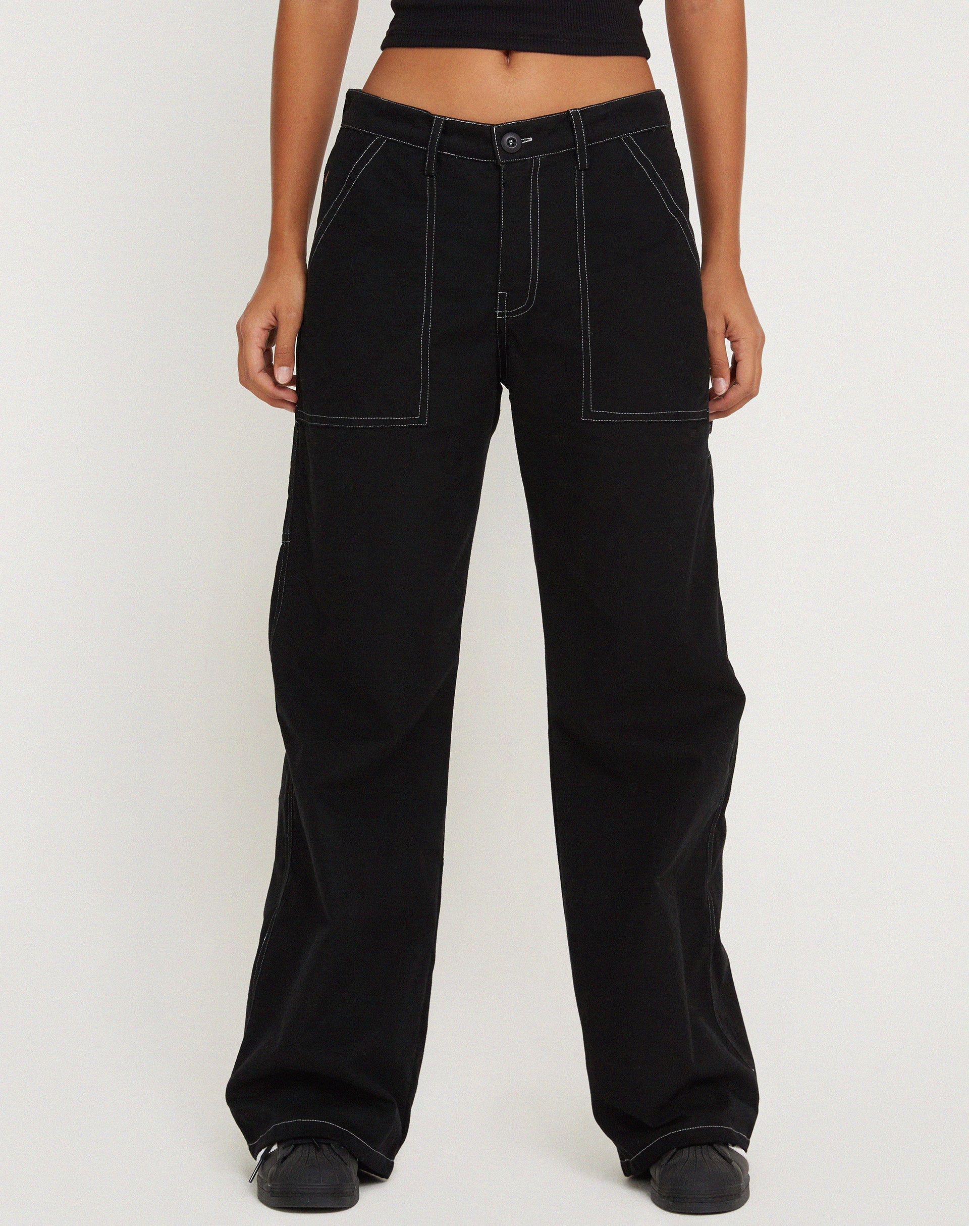 imagen de Kusnaedi Wide Leg Trouser in Black and White Top Stitch