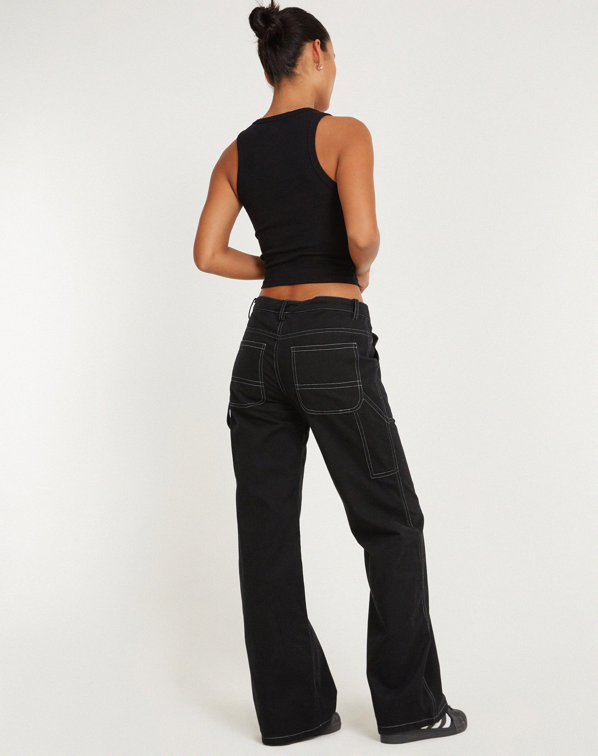 imagen de Kusnaedi Wide Leg Trouser in Black and White Top Stitch