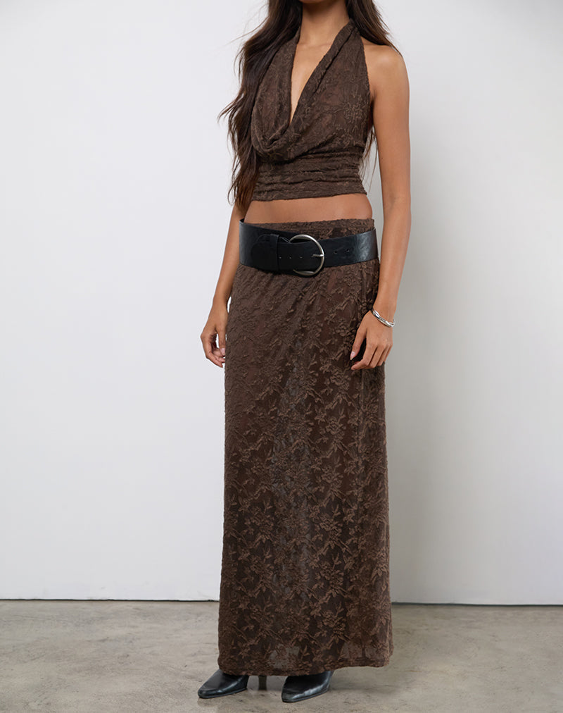 Falda Tulus en Jacquard Marrón Oscuro