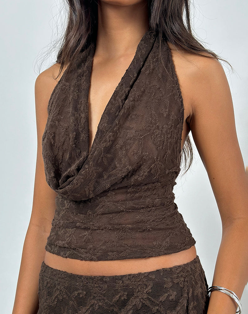 Kylo Top sin mangas de punto jacquard Marrón oscuro