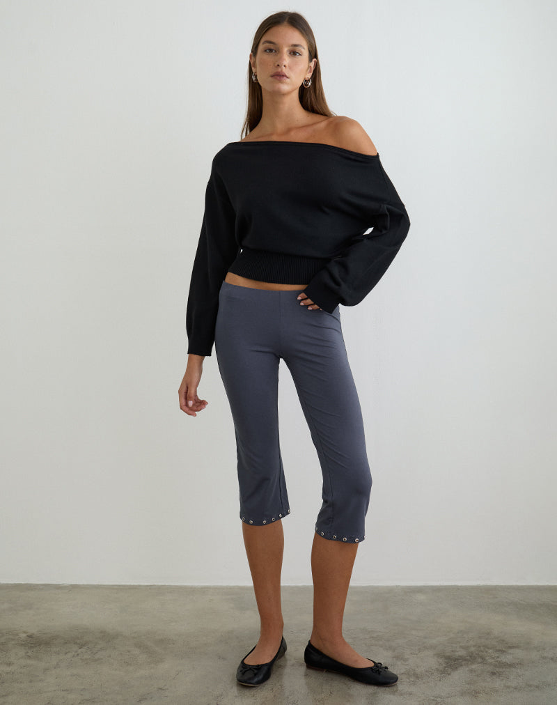 Imagen del pantalón Kyogai Capri en Jersey Ocean Storm con ojales.