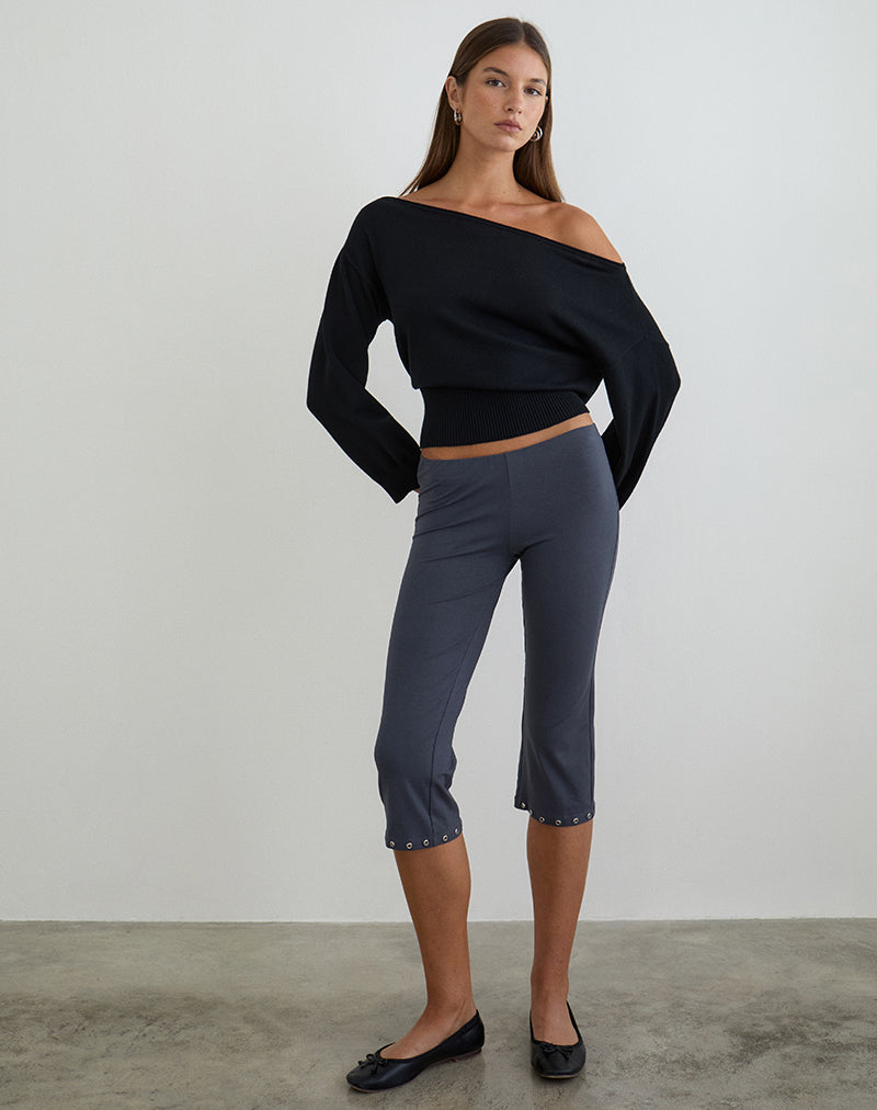 Imagen del pantalón Kyogai Capri en Jersey Ocean Storm con ojales.