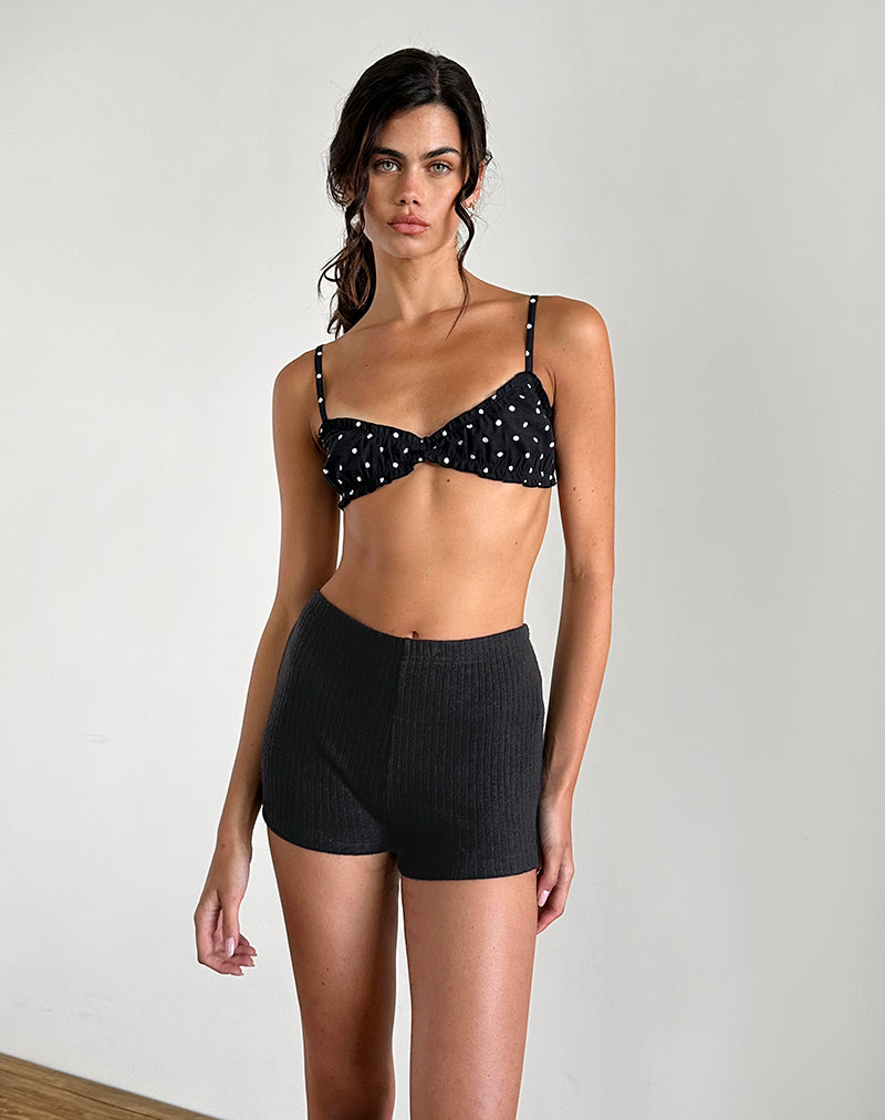 Micro Shorts Kyomi en canalé negro