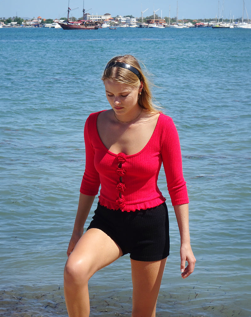 imagen de Kyomi Shorts en negro acanalado