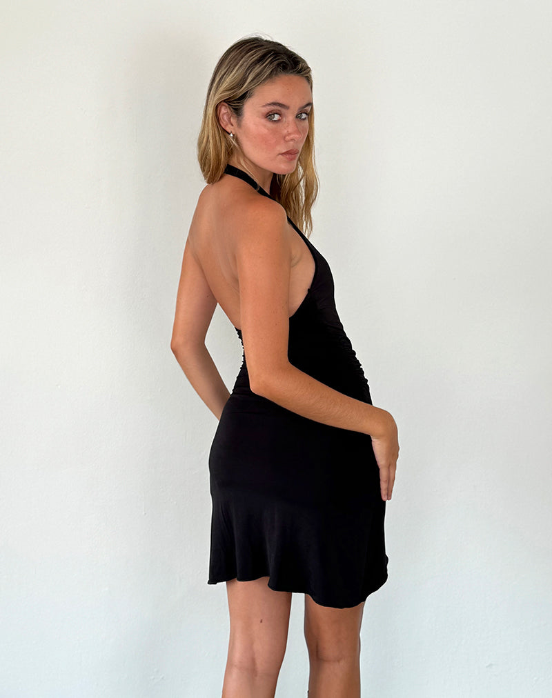 Imagen de Kyrie Vestido de cuello halterny en Slinky Negro