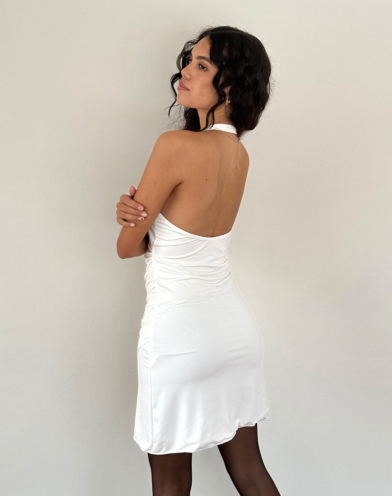 Imagen de Kyrie Vestido de cuello redondo en marfil fino