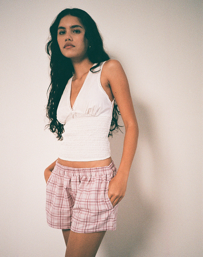 Laboxe Short en Basic Tartan Rosa