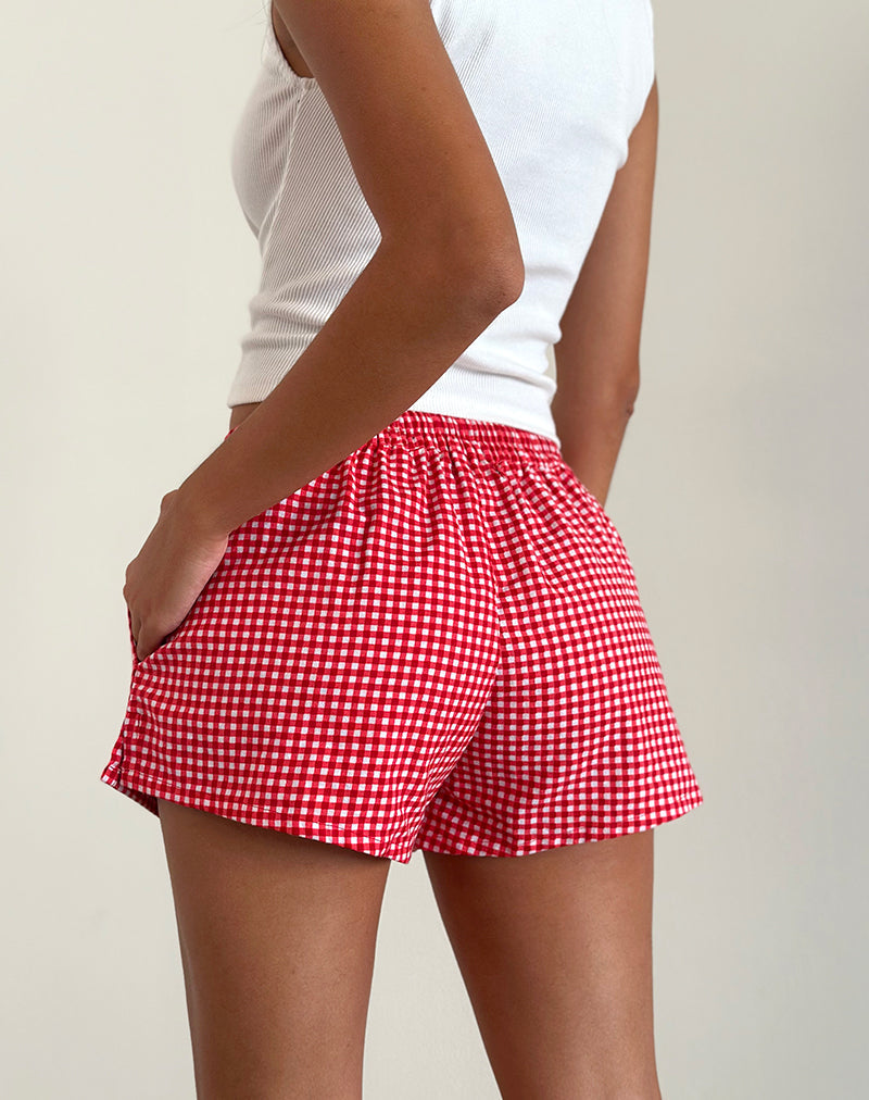 Imagen de Laboxe Pantalones cortos de cuadros rojos