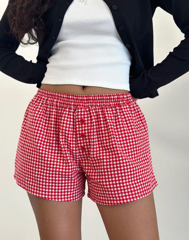 Imagen de Laboxe Pantalones cortos de cuadros rojos