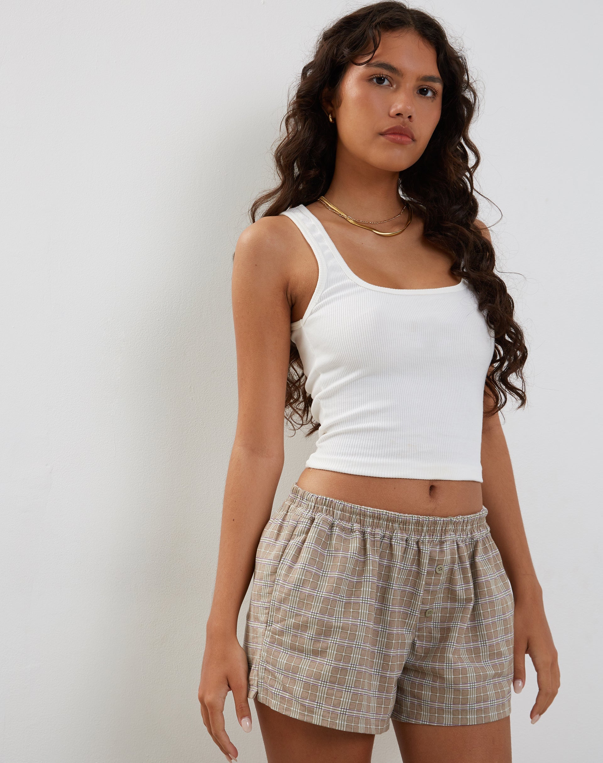 Imagen de Laboxe Pantalones cortos en cuadros topo