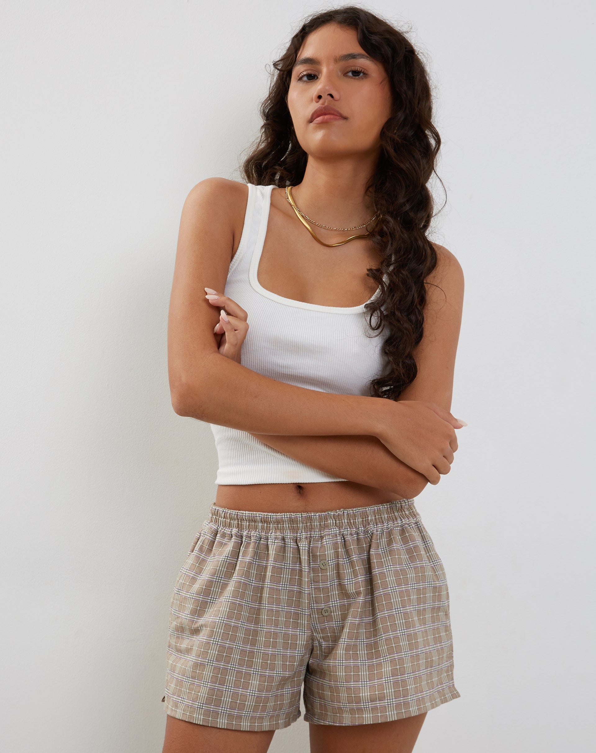 Imagen de Laboxe Pantalones cortos en cuadros topo