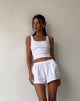 imagen de MOTEL X JACQUIE Laboxe Brief Shorts en blanco con lazo bordado