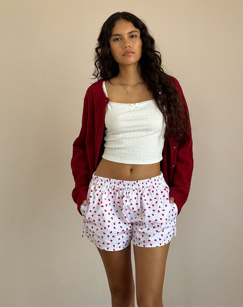 Imagen de Laboxe Pantalones cortos en blanco Corazones rojos